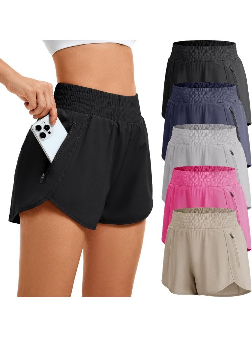High Waisted Women's Athletic Running Shorts - 5 Pack Workout Gear, Fitness